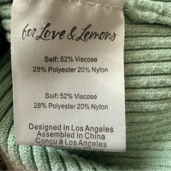 For Love and Lemons Nina Cropped Mint Ribbed Button Cardigan with Lace Trim - Picture 7 of 9